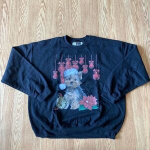 Yorkie Christmas Crewneck Sweatshirt Black XL